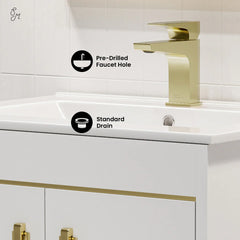 Swiss Madison Lumiere 24" Freestanding Bathroom Vanity in White with Sink Top - SM-BV710WG - The Home Selection