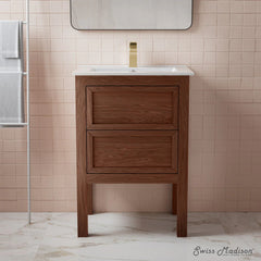 Swiss Madison Nadar 24" Freestanding Bathroom Vanity in Brown Oak with Sink Top - SM-BV371WN - The Home Selection