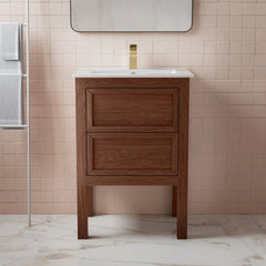Swiss Madison Nadar 24" Freestanding Bathroom Vanity in Brown Oak with Sink Top - SM-BV371WN - The Home Selection