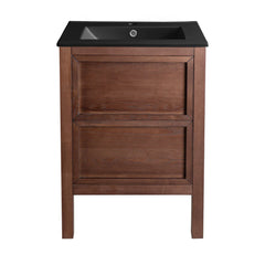 Swiss Madison Nadar 24 in. Brown Walnut Bathroom Vanity With Black Ceramic Sink Top - SM-BV371WNMB - The Home Selection