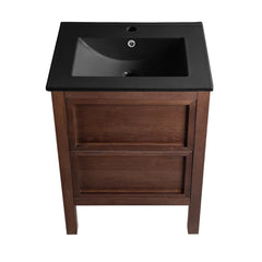 Swiss Madison Nadar 24 in. Brown Walnut Bathroom Vanity With Black Ceramic Sink Top - SM-BV371WNMB - The Home Selection