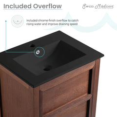 Swiss Madison Nadar 24 in. Brown Walnut Bathroom Vanity With Black Ceramic Sink Top - SM-BV371WNMB - The Home Selection
