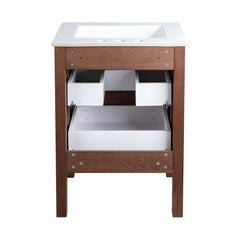 Swiss Madison Nadar 24 in. Brown Walnut Bathroom Vanity With White, 3-Hole Ceramic Sink Top - SM-BV371WN-3 - The Home Selection