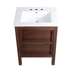 Swiss Madison Nadar 24 in. Brown Walnut Bathroom Vanity With White, 3-Hole Ceramic Sink Top - SM-BV371WN-3 - The Home Selection