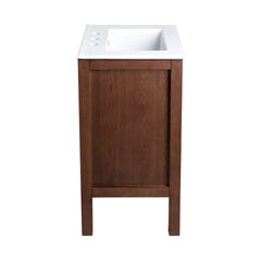 Swiss Madison Nadar 24 in. Brown Walnut Bathroom Vanity With White, 3-Hole Ceramic Sink Top - SM-BV371WN-3 - The Home Selection