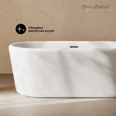 Swiss Madison Nanterre 68" Soaking Freestanding Bathtub in Glossy White, Drain Included - SM-FB9401GW - The Home Selection