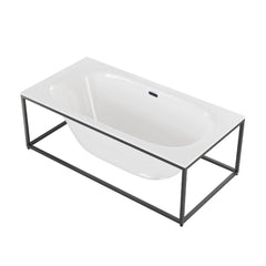 Swiss Madison Pierre 60" Soaking Freestanding Bathtub in Glossy White, Black Frame Included - SM-FB2701MB - The Home Selection