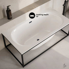 Swiss Madison Pierre 60" Soaking Freestanding Bathtub in Glossy White, Black Frame Included - SM-FB2701MB - The Home Selection