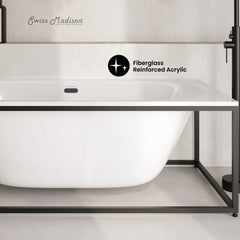 Swiss Madison Pierre 60" Soaking Freestanding Bathtub in Glossy White, Black Frame Included - SM-FB2701MB - The Home Selection
