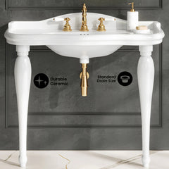 Swiss Madison Santorini 40" Rectangle 3-Hole Widespread Console Sink - SM-CS6101GW-3W - The Home Selection