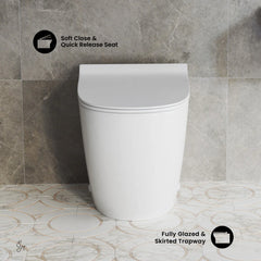 Swiss Madison St. Tropez Back-to-Wall Toilet Bundle 0.8/1.6 GPF Dual Flush in Glossy White with Black Flush Plate - The Home Selection