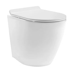Swiss Madison St. Tropez Back-to-Wall Toilet Bundle 0.8/1.6 GPF Dual Flush in Glossy White with Black Flush Plate - The Home Selection