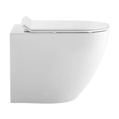 Swiss Madison St. Tropez Back-to-Wall Toilet Bundle 0.8/1.6 GPF Dual Flush in Glossy White with Black Flush Plate - The Home Selection