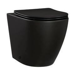 Swiss Madison St. Tropez Back-to-Wall Toilet Bundle 0.8/1.6 GPF Dual Flush in Matte Black with Black Flush Plate - The Home Selection