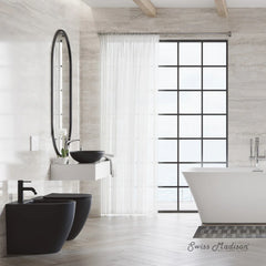 Swiss Madison St. Tropez Back-to-Wall Toilet Bundle 0.8/1.6 GPF Dual Flush in Matte Black with Black Flush Plate - The Home Selection