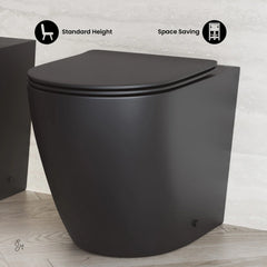 Swiss Madison St. Tropez Back-to-Wall Toilet Bundle 0.8/1.6 GPF Dual Flush in Matte Black with Black Flush Plate - The Home Selection