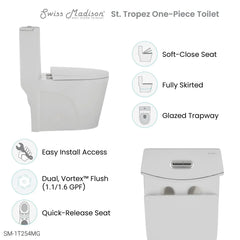 Swiss Madison St. Tropez One-Piece Elongated Toilet Vortex™ Dual-Flush 1.1/1.6 gpf - SM-1T254 - The Home Selection
