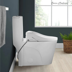 Swiss Madison St. Tropez One-Piece Elongated Toilet Vortex Dual-Flush 1.1/1.6 gpf with Smart Seat Bidet - SM-1T0814GW - The Home Selection