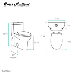 Swiss Madison Sublime One Piece Elongated Toilet Dual Flush, Rose Gold Hardware 1.1/1.6 gpf - SM-1T205HBG - The Home Selection