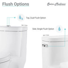 Swiss Madison Sublime One Piece Elongated Toilet Dual Flush, Rose Gold Hardware 1.1/1.6 gpf - SM-1T205HBG - The Home Selection
