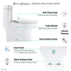 Swiss Madison Sublime One Piece Elongated Toilet Dual Flush, Rose Gold Hardware 1.1/1.6 gpf - SM-1T205HBG - The Home Selection