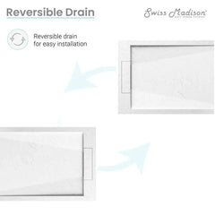 Swiss Madison Terre C Series 60" x 32" Reversible Drain Shower Base - SM-SB556 - The Home Selection