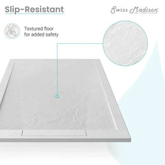 Swiss Madison Terre C Series 60" x 32" Reversible Drain Shower Base - SM-SB556 - The Home Selection
