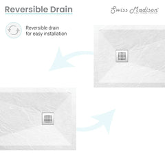 Swiss Madison Terre P Series 60" x 36" Reversible Drain Shower Base - SM-SB553 - The Home Selection