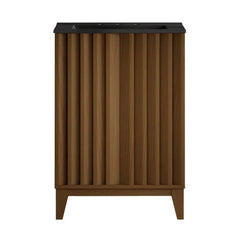 Swiss Madison Troyes 24" Freestanding Bathroom Vanity in Brown Oak with Black 3-Hole Widespread Sink Top - SM-BV3401BO-3WMB - The Home Selection
