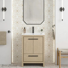 Swiss Madison Virage 24 in. Brown Oak Bathroom Vanity With Ceramic Sink Top - SM-BV730LK - The Home Selection