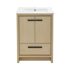 Swiss Madison Virage 24 in. Brown Oak Bathroom Vanity With Ceramic Sink Top - SM-BV730LK - The Home Selection