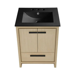 Swiss Madison Virage 24 in. Brown Oak Bathroom Vanity With Ceramic Sink Top - SM-BV730LK - The Home Selection