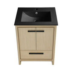 Swiss Madison Virage 24 in. Brown Oak Bathroom Vanity With Ceramic Sink Top - SM-BV730LK - The Home Selection
