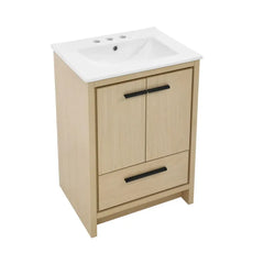 Swiss Madison Virage 24 in. Brown Oak Bathroom Vanity With Ceramic Sink Top - SM-BV730LK - The Home Selection