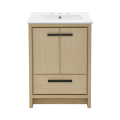 Swiss Madison Virage 24 in. Brown Oak Bathroom Vanity With Ceramic Sink Top - SM-BV730LK - The Home Selection