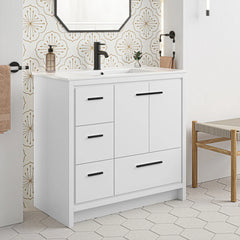 Swiss Madison Virage 36 Freestanding, Bathroom Vanity in Glossy White - Cabinet - SM-BV750W - The Home Selection