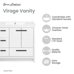 Swiss Madison Virage 36 Freestanding, Bathroom Vanity in Glossy White - Cabinet - SM-BV750W - The Home Selection
