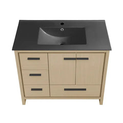 Swiss Madison Virage 36 in. Brown Oak Bathroom Vanity With Black Ceramic Sink Top - SM-BV750K - The Home Selection