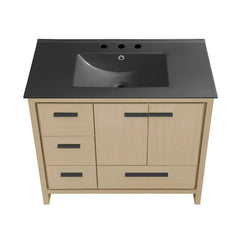 Swiss Madison Virage 36 in. Brown Oak Bathroom Vanity With Black Ceramic Sink Top - SM-BV750K - The Home Selection