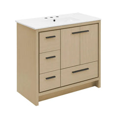 Swiss Madison Virage 36 in. Brown Oak Bathroom Vanity With Black Ceramic Sink Top - SM-BV750K - The Home Selection