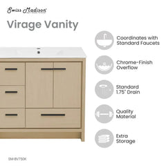 Swiss Madison Virage 36 in. Brown Oak Bathroom Vanity With Black Ceramic Sink Top - SM-BV750K - The Home Selection
