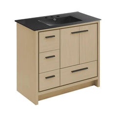 Swiss Madison Virage 36 in. Brown Oak Bathroom Vanity With Black Ceramic Sink Top - SM-BV750K - The Home Selection