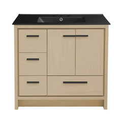 Swiss Madison Virage 36 in. Brown Oak Bathroom Vanity With Black Ceramic Sink Top - SM-BV750K - The Home Selection