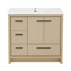 Swiss Madison Virage 36 in. Brown Oak Bathroom Vanity With Black Ceramic Sink Top - SM-BV750K - The Home Selection