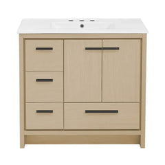Swiss Madison Virage 36 in. Brown Oak Bathroom Vanity With Black Ceramic Sink Top - SM-BV750K - The Home Selection