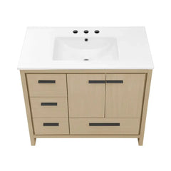 Swiss Madison Virage 36 in. Brown Oak Bathroom Vanity With Black Ceramic Sink Top - SM-BV750K - The Home Selection