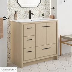 Swiss Madison Virage 36 in. Brown Oak Bathroom Vanity With Black Ceramic Sink Top - SM-BV750K - The Home Selection