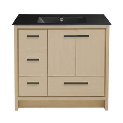 Swiss Madison Virage 36 in. Brown Oak Bathroom Vanity With Black Ceramic Sink Top - SM-BV750K - The Home Selection