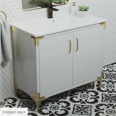Swiss Madison Voltaire 36" Single, Bathroom Vanity in White with Gold Hardware - Cabinet Only - SM-BV320-C - The Home Selection