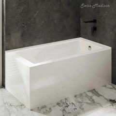 Swiss Madison Voltaire 72 x 36 Right Drain Soaking Alcove Corner Apron Bathtub in Glossy White - SM-AB0528GW - The Home Selection